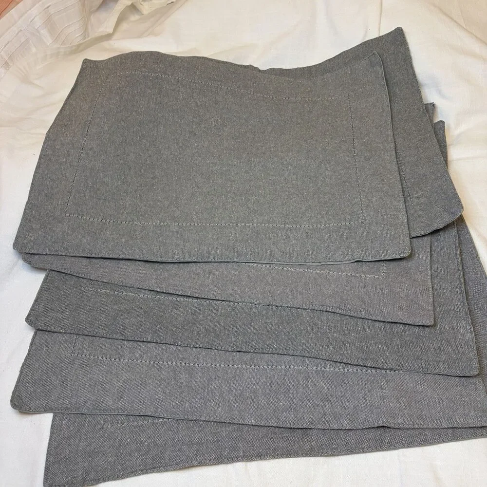 Hobby Lobby Set of 6 Gray Cotton Solid Rectangular Placemats 13 x 18